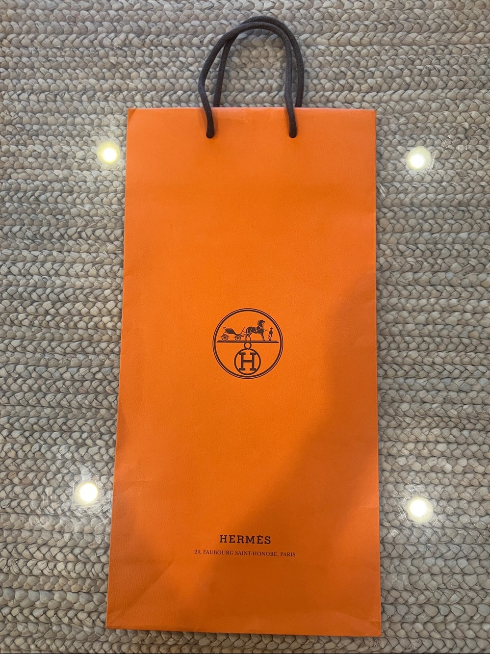 Hermes Shopping Bag Paper w/Cord Handle 14 1/2" tall X 8 1/4" wide